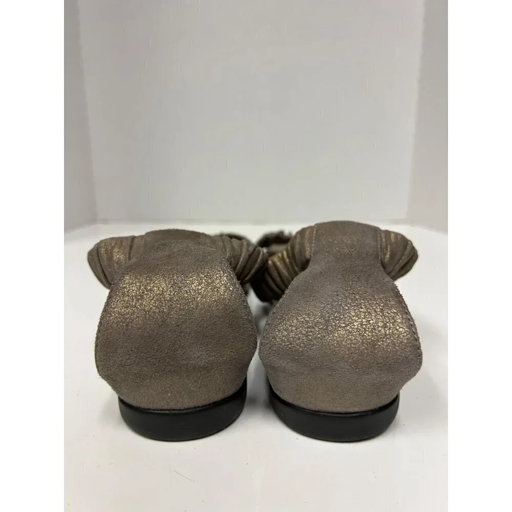 Eileen Fisher Gold Stretch Sandal Rubber Sole Shoes Women's Size 8